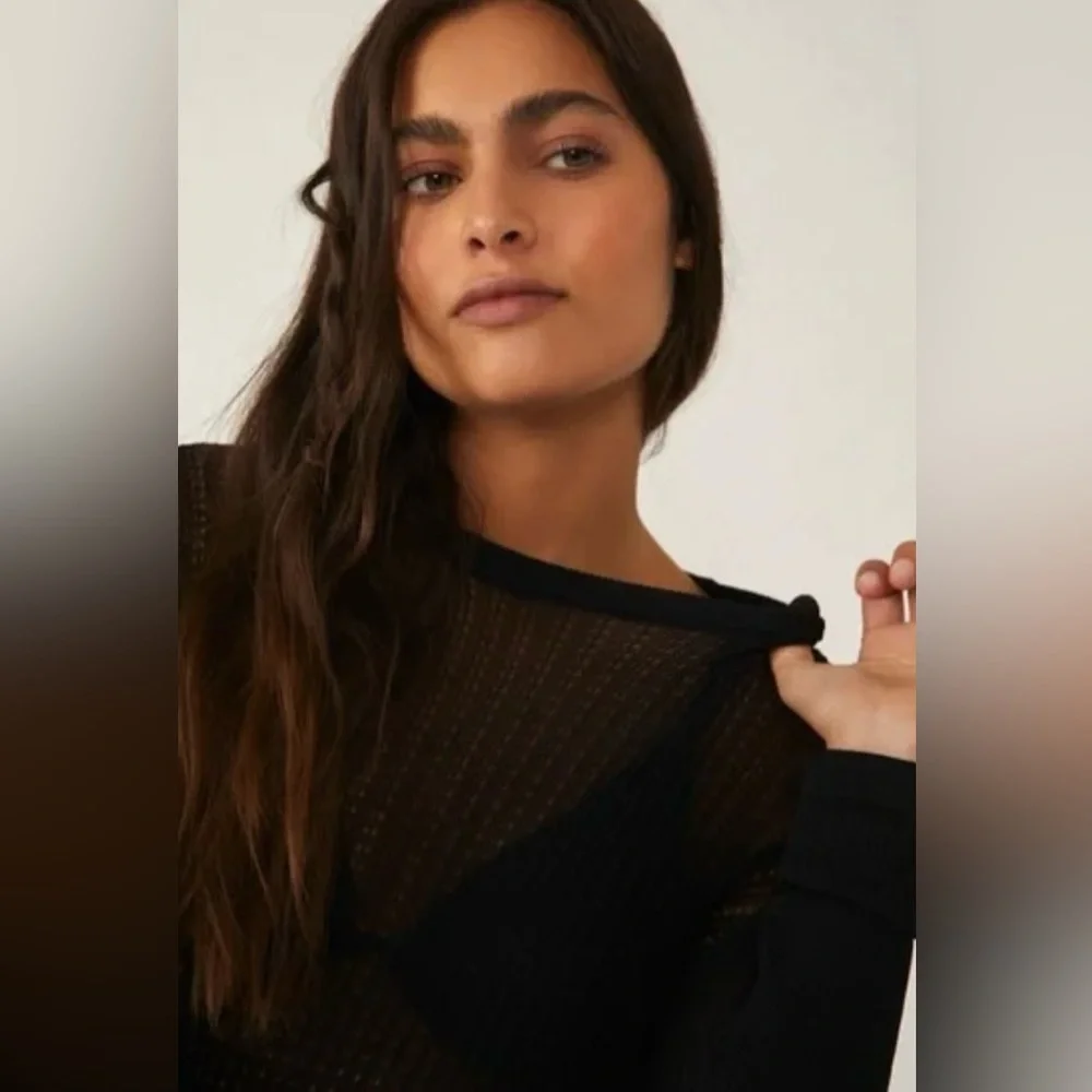 NWT Free People H20 Crewneck Sheer Pullover